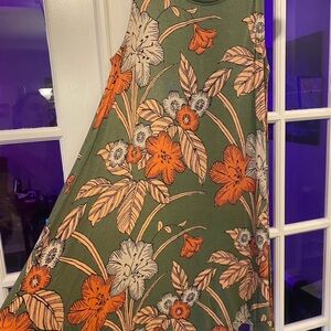 LOFT Green and Orange Floral Dress